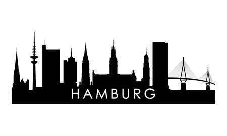 Hamburg skyline silhouette. Black Hamburg city design isolated on white background.のイラスト素材
