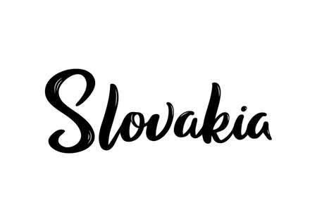Slovakia Lettering. Handwritten name of country. vector design template.のイラスト素材