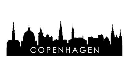 Copenhagen skyline silhouette. Black Copenhagen city design isolated on white background.のイラスト素材