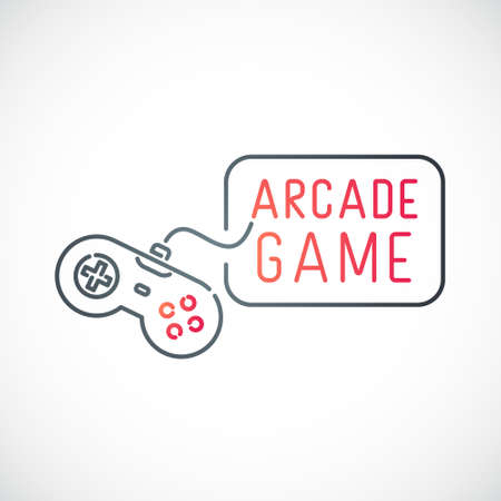 Game joystick icon isolated on white background. Arcade game emblem in line style. vector illustration.のイラスト素材