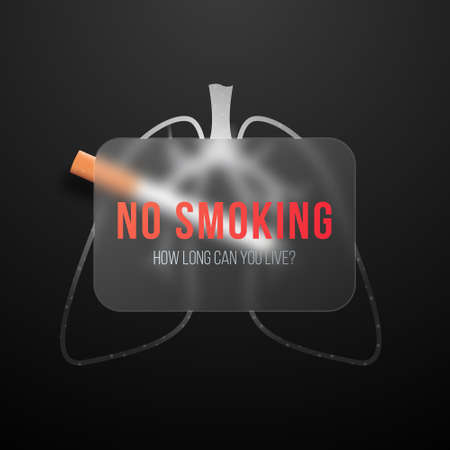 Concept banner for World No Tobacco Day in glassmorphism style. Notification with text no smoking.のイラスト素材