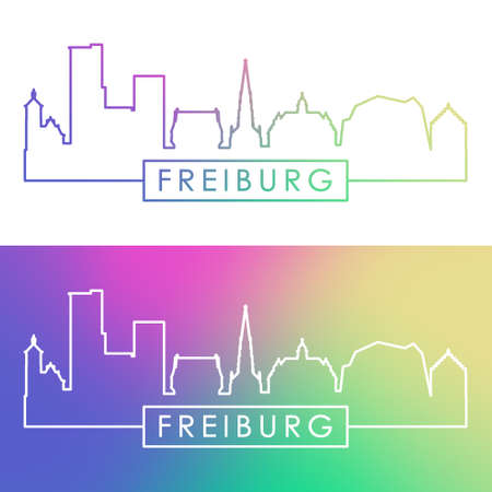 Freiburg skyline. colorful linear style. Editable vector file.のイラスト素材