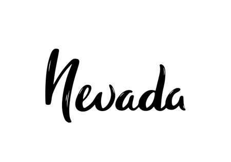 Nevada Lettering. Handwritten name of country. vector design template.のイラスト素材