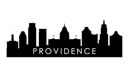 Providence skyline silhouette. Black Providence city design isolated on white background.のイラスト素材