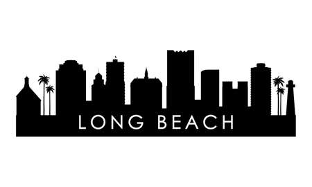 Long Beach skyline silhouette. Black Long Beach city design isolated on white background.のイラスト素材