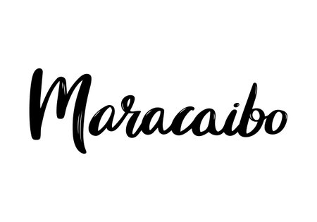 Maracaibo Lettering. Handwritten name of Venezuela city. vector design template.のイラスト素材