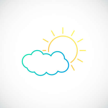 Sun and cloud icon in line style. Sunny weather emblem. vector illustration.のイラスト素材