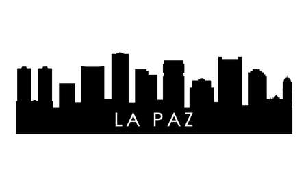 La Paz skyline silhouette. Black La Paz city design isolated on white background.のイラスト素材