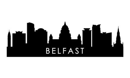 Belfast skyline silhouette. Black Belfast city design isolated on white background.のイラスト素材