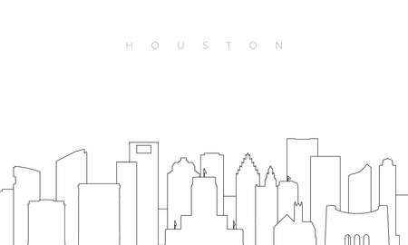 Outline Houston skyline. Trendy template with Houston city buildings and landmarks in line style. Stock vector design.のイラスト素材