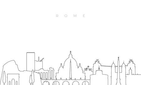 Outline Rome skyline. Trendy template with Rome city buildings and landmarks in line style. Stock vector design.のイラスト素材