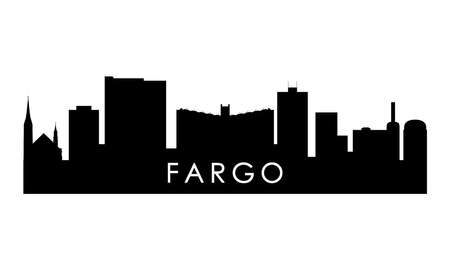 Fargo skyline silhouette. Black Fargo city design isolated on white background.のイラスト素材
