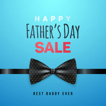Happy Father's Day Sale design. Black bow tie and sale text on blue background. vector illustration.のイラスト素材