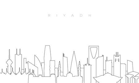 Outline Riyadh skyline. Trendy template with Riyadh city buildings and landmarks in line style. Stock vector design.のイラスト素材