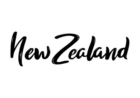 New Zealand Lettering. Handwritten country name. vector design template.のイラスト素材