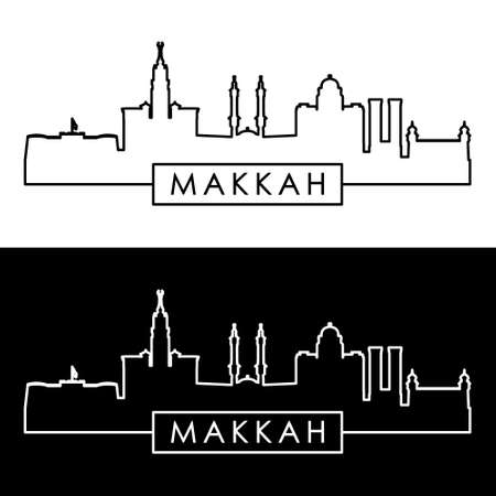 Makkah skyline. Linear style. Editable vector file.のイラスト素材