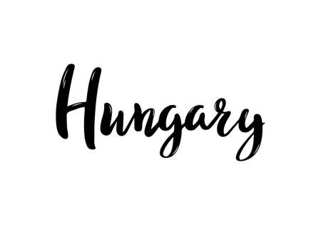 Hungary Lettering. Handwritten country name. vector design template.のイラスト素材