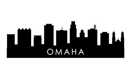 Omaha skyline silhouette. Black Omaha city design isolated on white background.のイラスト素材