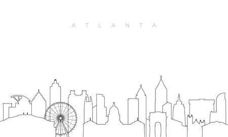 Outline Atlanta skyline. Trendy template with Atlanta city buildings and landmarks in line style. Stock vector design.のイラスト素材