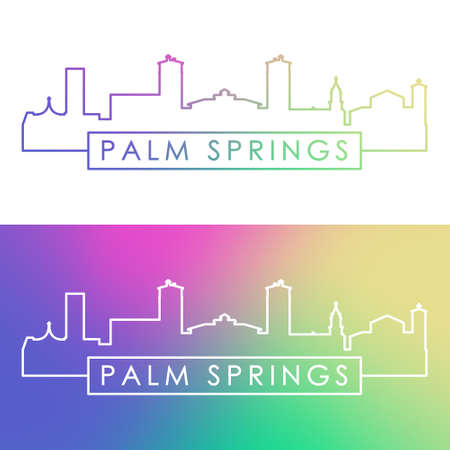 Palm Springs, CA skyline. colorful linear style. Editable vector file.のイラスト素材