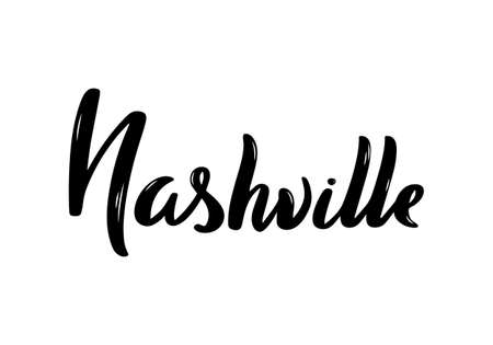Nashville Lettering. Handwritten name USA city. vector design template.のイラスト素材