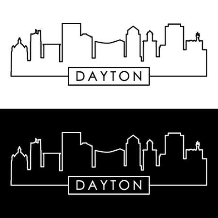 Dayton, OH skyline. Linear style. Editable vector file.のイラスト素材
