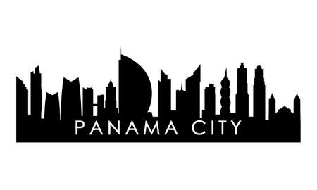 Panama City skyline silhouette. Black Panama City design isolated on white background.のイラスト素材