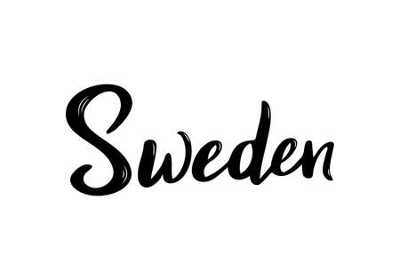 Sweden Lettering. Handwritten country name. vector design template.のイラスト素材