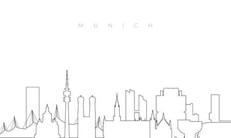 Outline Munich skyline. Trendy template with Munich city buildings and landmarks in line style. Stock vector design.のイラスト素材