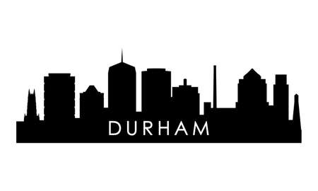 Durham skyline silhouette. Black Durham city design isolated on white background.のイラスト素材