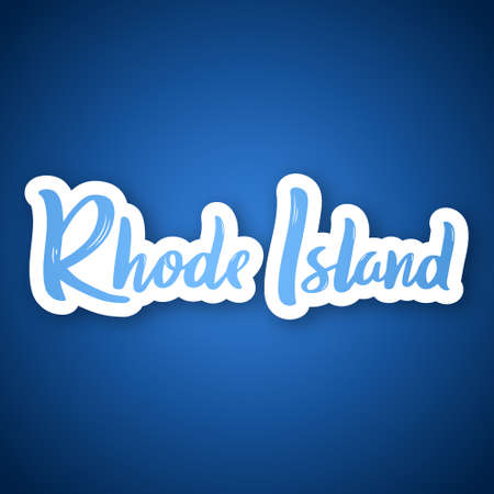Rhode Island - hand drawn lettering phrase. Sticker with lettering in paper cut style. vector illustration.のイラスト素材