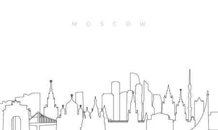 Outline Moscow skyline. Trendy template with Moscow city buildings and landmarks in line style. Stock vector design.のイラスト素材
