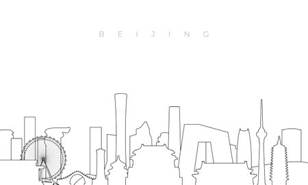 Outline Beijing skyline. Trendy template with Beijing city buildings and landmarks in line style. Stock vector design.のイラスト素材