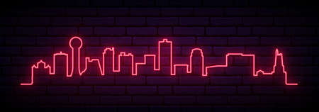 Red neon skyline of Knoxville. Bright Knoxville long banner. vector illustration.のイラスト素材