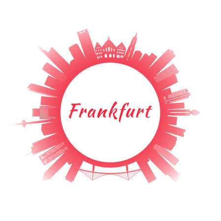 Frankfurt skyline with colorful buildings. circle style. vector illustration.のイラスト素材