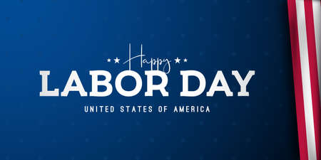 Happy Labor Day banner. Realistic american flag and text. Labor Day Sale promotion, advertising, poster, template, Voucher discount etc.のイラスト素材