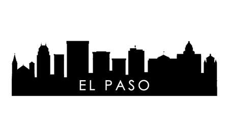 El Paso skyline silhouette. Black El Paso city design isolated on white background.のイラスト素材