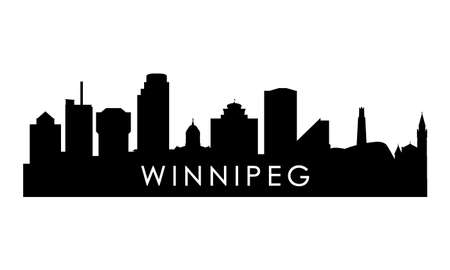 Winnipeg skyline silhouette. Black Winnipeg city design isolated on white background.のイラスト素材