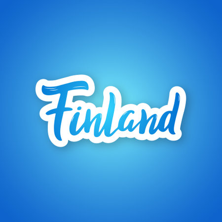 Finland - hand drawn lettering phrase. Sticker with lettering in paper cut style. vector illustration.のイラスト素材