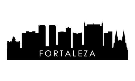 Fortaleza skyline silhouette. Black Fortaleza city design isolated on white background.のイラスト素材