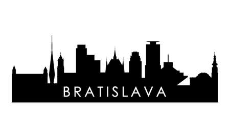 Bratislava skyline silhouette. Black Bratislava city design isolated on white background.のイラスト素材