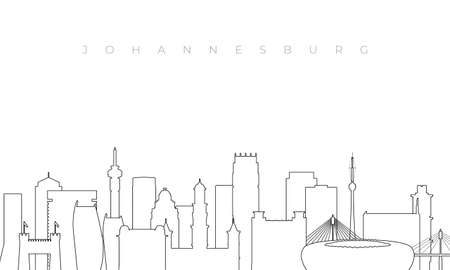 Outline Johannesburg skyline. Trendy template with Johannesburg city buildings and landmarks in line style. Stock vector design.のイラスト素材
