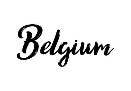 Belgium Lettering. Handwritten country name. vector design template.のイラスト素材