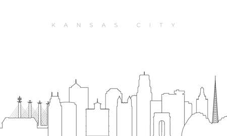 Outline Kansas City skyline. Trendy template with Kansas City buildings and landmarks in line style. Stock vector design.のイラスト素材