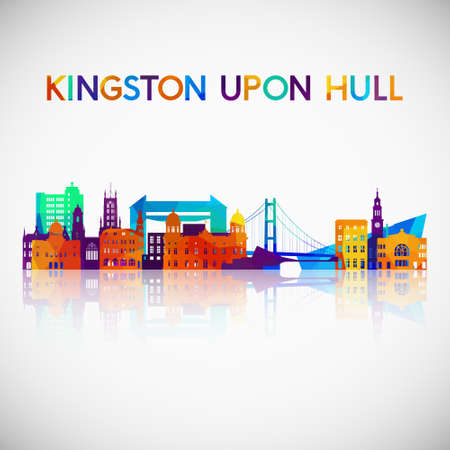 Kingston Upon Hull skyline silhouette in colorful geometric style. Symbol for your design. Vector illustration.のイラスト素材