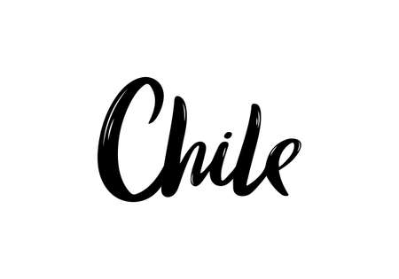 Chile Lettering. Handwritten country name. vector design template.のイラスト素材