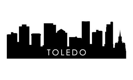 Toledo skyline silhouette. Black Toledo city design isolated on white background.のイラスト素材