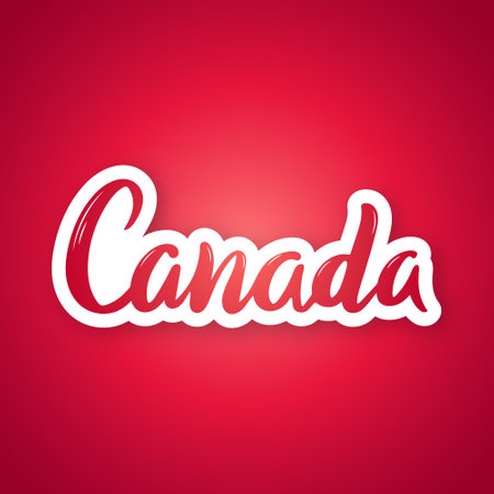 Canada - hand drawn lettering phrase. Sticker with lettering in paper cut style. vector illustration.のイラスト素材