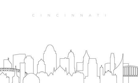 Outline Cincinnati skyline. Trendy template with Cincinnati buildings and landmarks in line style. Stock vector design.のイラスト素材