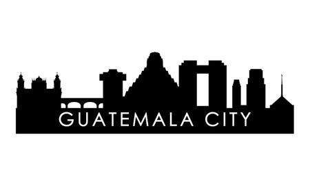 Guatemala city skyline silhouette. Black Guatemala city city design isolated on white background.のイラスト素材